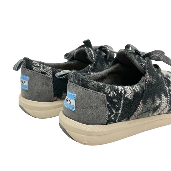 Toms | Del Rey SZ 7.5 Black White Tribal Fabric Lace Up Fashion Sneakers - Picture 6 of 10